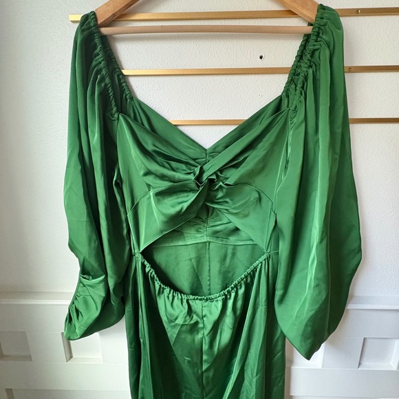 $795 NWT SACHIN & BABI Angelina Gown Emerald Green‎ Maxi Dress Slit V-Neck SZ 10 - Picture 9 of 10